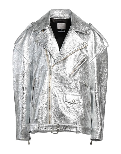 HALFBOY Biker jacket Silver 100% Ovine leather