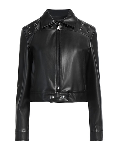 ICONA by KAOS Biker jacket Black 50% Polyester, 50% Polyurethane
