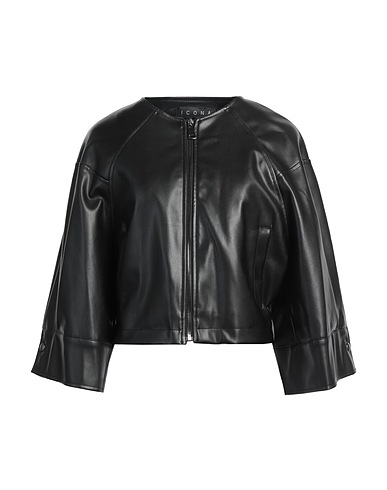 ICONA by KAOS Biker jacket Black 50% Polyester, 50% Polyurethane