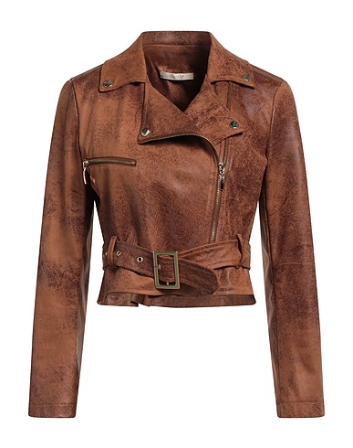 NO-NÀ Giacca biker Marrone 89% Poliestere, 11% Elastan