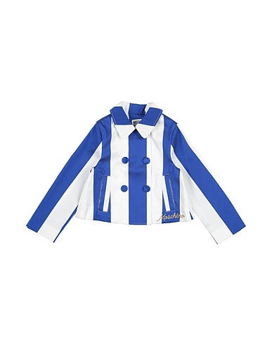 MOSCHINO KID Double breasted pea coat Light blue 45% Polyester, 41% Cotton, 14% Polyamide, Paper Yarn, Metallic fiber