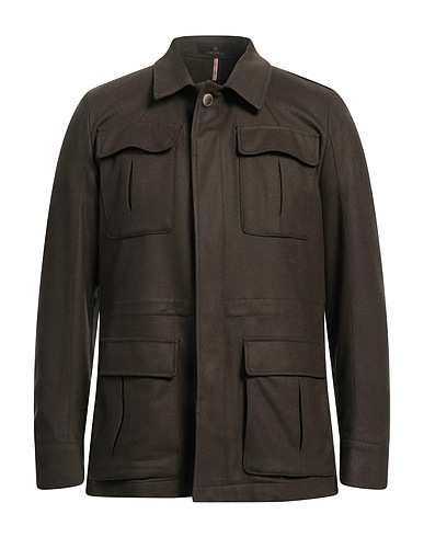 SANTANIELLO Jacket Dark green 63% Wool, 30% Polyamide, 5% Cashmere, 2% Elastane