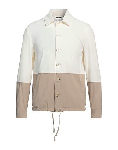 DANIELE ALESSANDRINI Patterned shirt Ivory 52% Cotton, 42% Polyamide, 6% Elastane