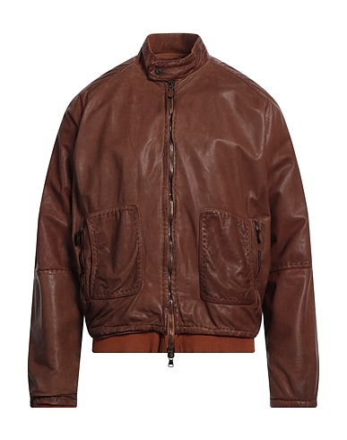 ERMANNO SCERVINO Jacket Brown 100% Leather, Cotton