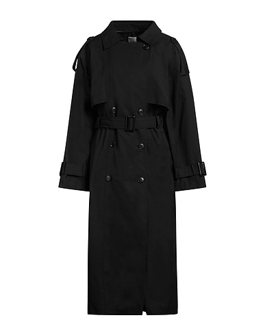 GESTUZ Double breasted pea coat Black 65% Polyester, 35% Cotton, Wool
