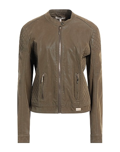 GAUDÌ Biker jacket Khaki 100% Viscose, Polyurethane resin