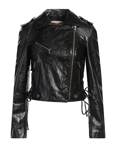 TWINSET Giacca biker Nero 75% Viscosa, 14% Poliestere, 7% Cotone, 4% Fibra di metallo