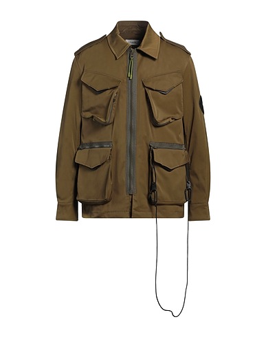 COACH Giubbotto Verde militare 62% Poliestere, 35% Cotone, 3% Elastan, Pelle di bovino