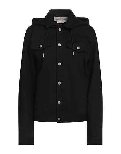 MCQUEEN Denim jacket Black 98% Cotton, 2% Elastane