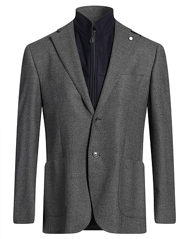 LUIGI BIANCHI Mantova Blazer Lead 100% Super 130s Wool