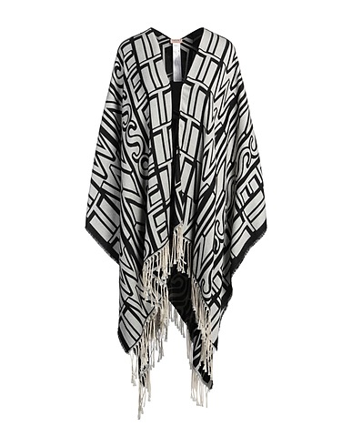TWINSET Cloak Black 50% Cotton, 35% Polyester, 15% Viscose