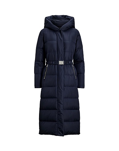 LAUREN RALPH LAUREN パファージャケット BELTED HOODED DOWN COAT
 ネイビー ポリエステル 100%