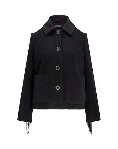 LAUREN RALPH LAUREN Mantel FRINGE-TRIM WOOL-BLEND COAT
 Schwarz 51% Wolle, 44% Polyester, 3% Baumwolle, 2% Acryl