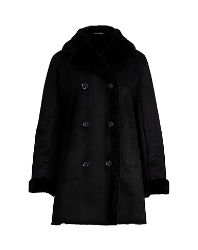 LAUREN RALPH LAUREN Teddy Coat DOUBLE-BREASTED FAUX-SUEDE COAT
 Black 100% Polyester