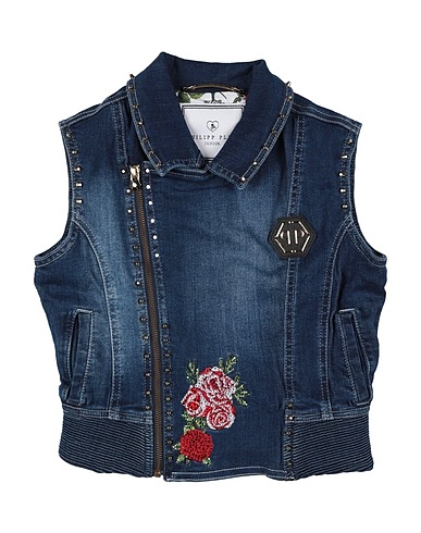 PHILIPP PLEIN Giubbotto jeans Blu 98% Cotone, 2% Elastan