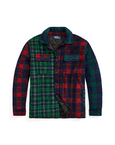 POLO RALPH LAUREN Jacket PLAID PATCHWORK FLEECE SHIRT JACKET
 Navy 100% Recycled polyester