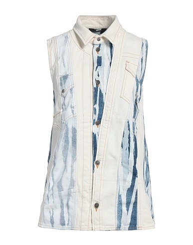 DIESEL Denim jacket White 84% Cotton, 15% Polyester, 1% Elastane