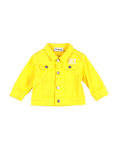 BIKKEMBERGS Denim jacket Yellow 97% Cotton, 3% Elastic fibres