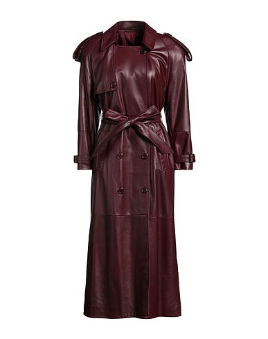 SALVATORE SANTORO Double breasted pea coat Burgundy Leather