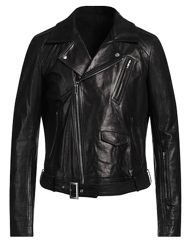 RICK OWENS Bikerjacke Schwarz 100% Kalbsleder