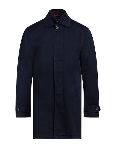 FAY Full-length jacket Navy blue 100% Cotton