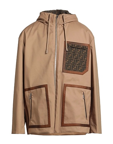 FENDI Jacket Light brown 100% Cotton, Calfskin