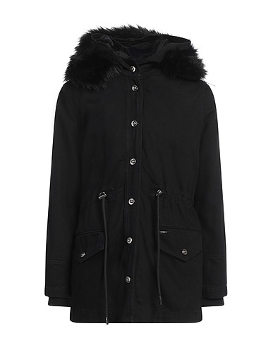LIU •JO Coat Black 100% Cotton, Polyester, Elastane