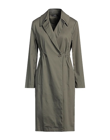 SISTE'S Double breasted pea coat Dark green 98% Cotton, 2% Elastane