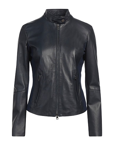 STREET LEATHERS Giubbotto Blu notte 100% Pelle, Viscosa, Nylon