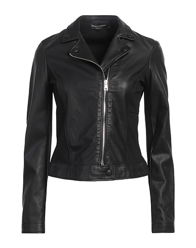 STREET LEATHERS Biker jacket Black 100% Leather, Viscose, Nylon