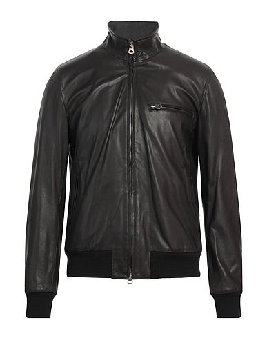 STEWART Jacket Black 100% Leather, Modal, Cotton