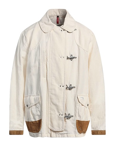 FAY Jacket Ivory 54% Cotton, 46% Linen, Cow leather