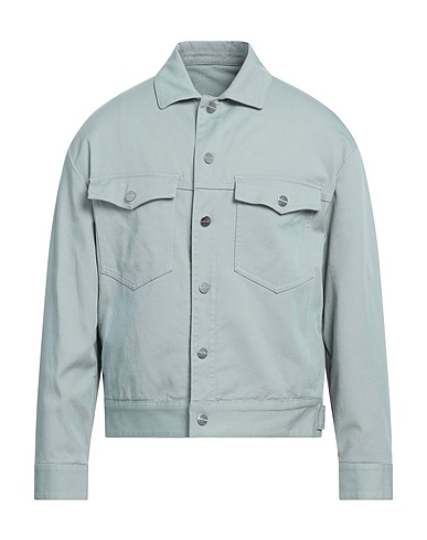 GIORGIO ARMANI Denim jacket Sage green 99% Cotton, 1% Elastane