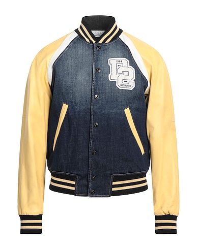 DSQUARED2 Denim jacket 99% Cotton, 1% Elastane, Ovine leather, Virgin Wool, Polyester