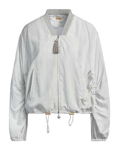 GIORGIO ARMANI Bomber Light grey 100% Silk, Polyester, Polyamide, Elastane