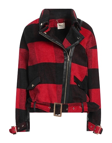 FRACOMINA Biker jacket JEANS Red 100% Other Fibres, Polyurethane