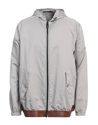 GIORGIO ARMANI Jacket Light grey 72% Cotton, 28% Silk, Lambskin