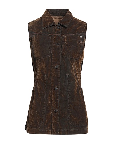 DIESEL Denim jacket Brown 86% Cotton, 14% Viscose