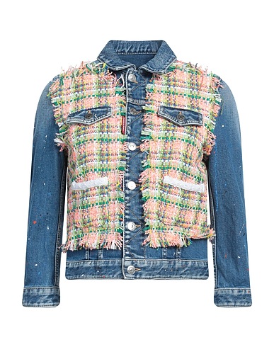 DSQUARED2 Denim jacket Blue 99% Cotton, 1% Elastane, Polyester, Acrylic, Polyamide