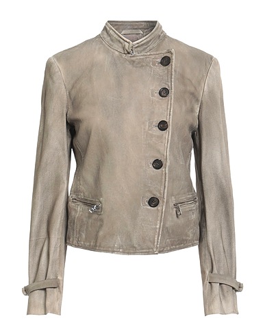 EMPORIO ARMANI Biker jacket Grey 100% Lambskin, Cotton