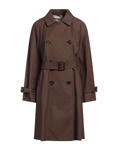 MAX MARA Double breasted pea coat Chocolate brown 66% Cotton, 34% Polyester