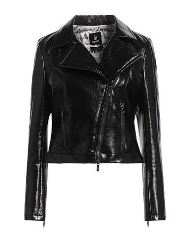 HANITA Biker jacket Black 100% Polyester, Polyurethane