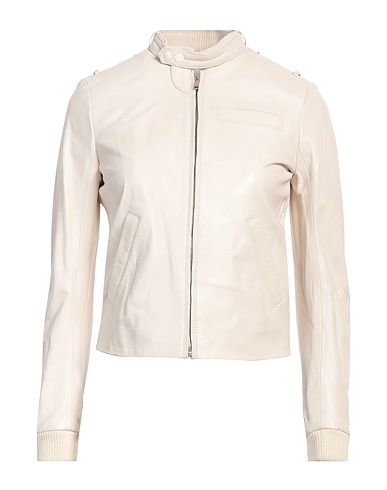 BAND OF OUTSIDERS Biker jacket Cream 100% Sheepskin, Acrylic, Wool