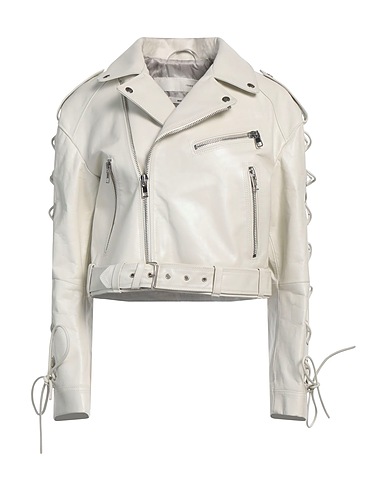 ISABEL BENENATO Biker jacket Off white 100% Leather
