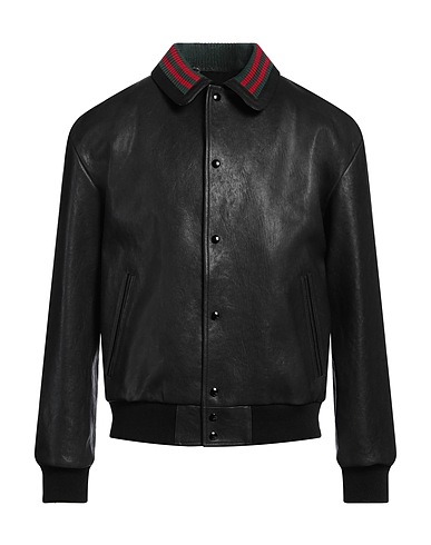 GUCCI Giubbotto Nero Pelle di agnello, Cotone, Poliammide