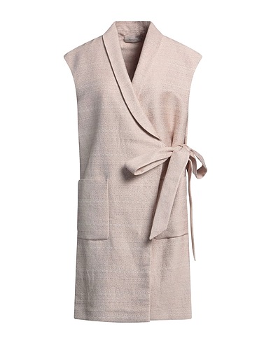 AGNONA Double breasted pea coat Sand 66% Linen, 17% Silk, 17% Cotton