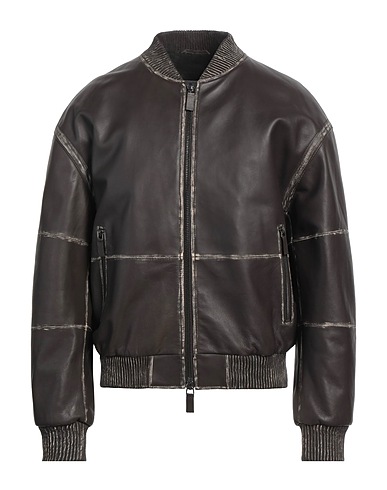 EMPORIO ARMANI Bomber Dark brown 100% Cow leather