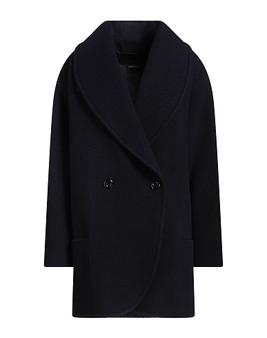 EMPORIO ARMANI Coat Midnight blue 92% Wool, 8% Alpaca wool
