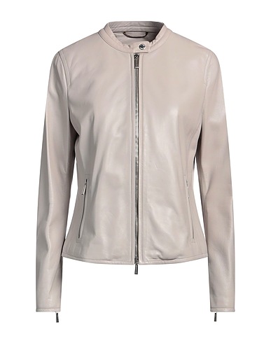 MOORER Giacca biker Grigio chiaro 100% Pelle