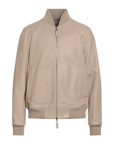 EMPORIO ARMANI Bomberjacke Beige 100% Lammleder, Wolle, Polyamid, Andere Fasern, Acryl